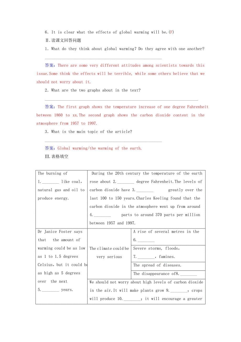 2022年高中英语Unit4Globalwarming课时作业新人教版选修_第5页