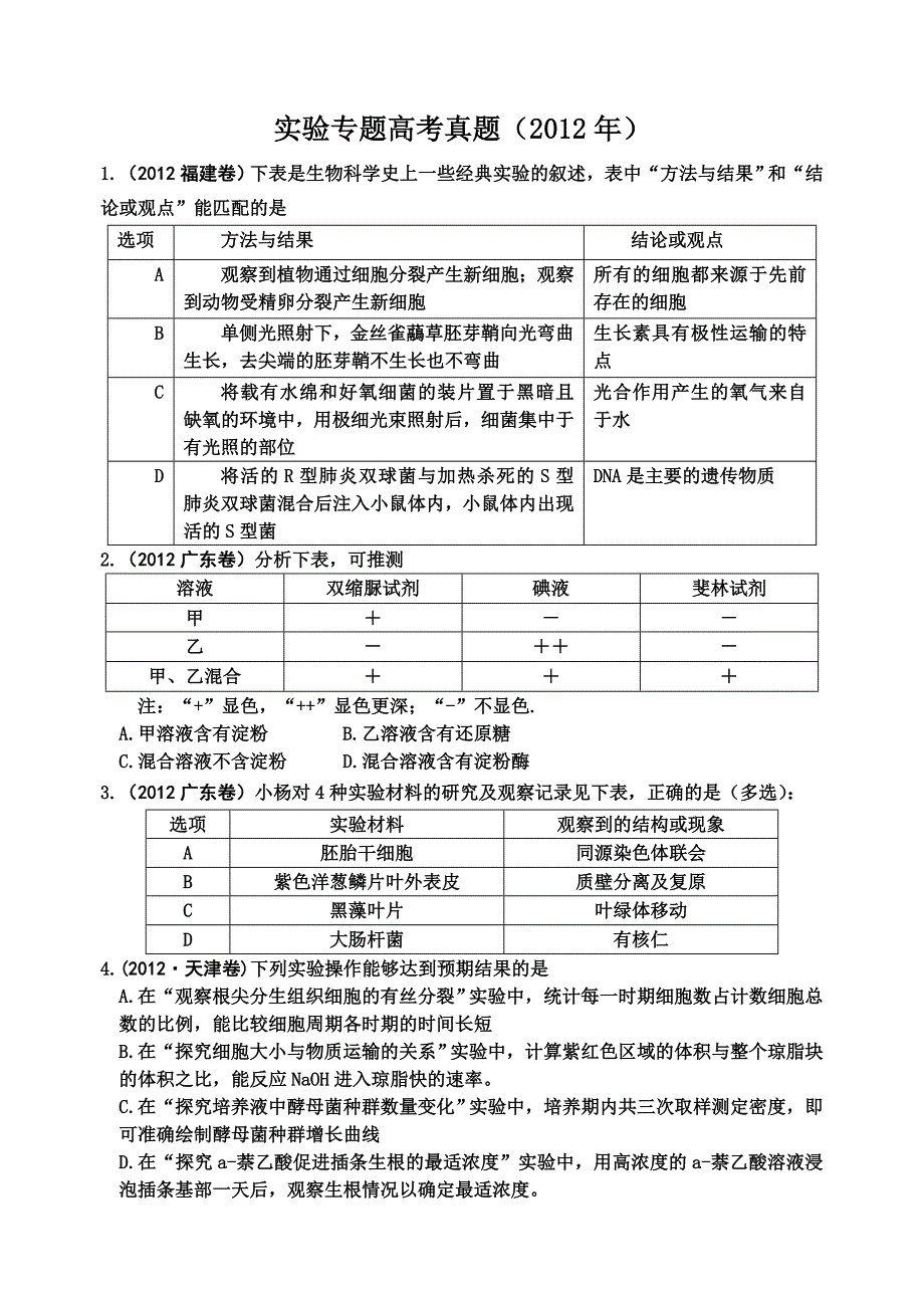 实验专题高考真题_第1页