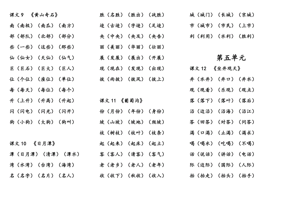 二年级上册我会写的生字组词_第4页