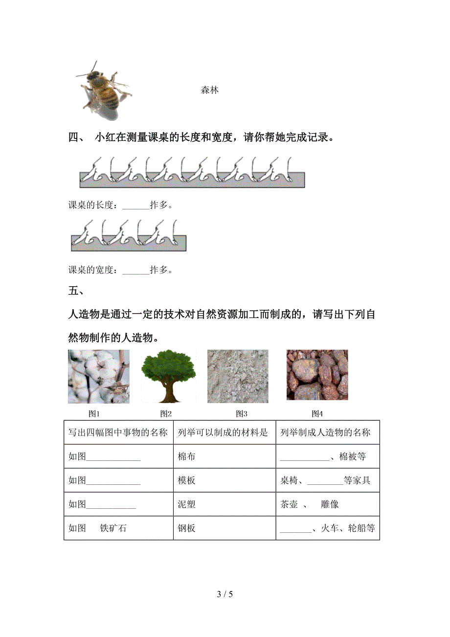 湘教版一年级科学上册期中考试卷及答案【A4版】.doc_第3页