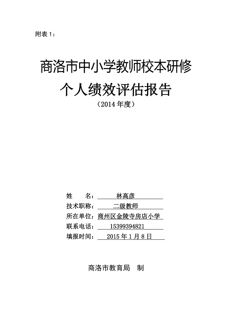 校本研修个人绩效评估报告_第1页