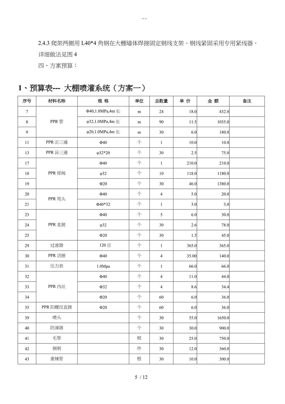 蔬菜大棚喷灌系统设计方案和对策图纸_第5页