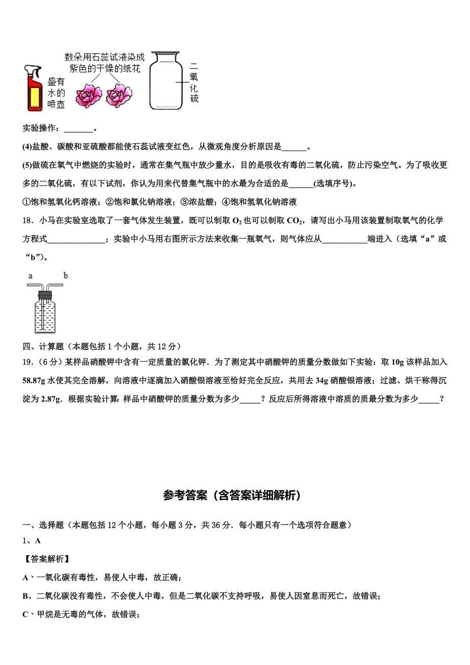 2022年江苏省句容市华阳片区中考化学全真模拟试题(含解析).doc_第5页