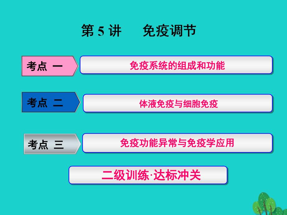 高考生物 第一单元 动物和人体生命活动的调节 第5讲 免疫调节（必修3）_第1页