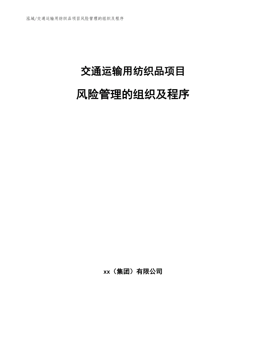 交通运输用纺织品项目风险管理的组织及程序（参考）_第1页