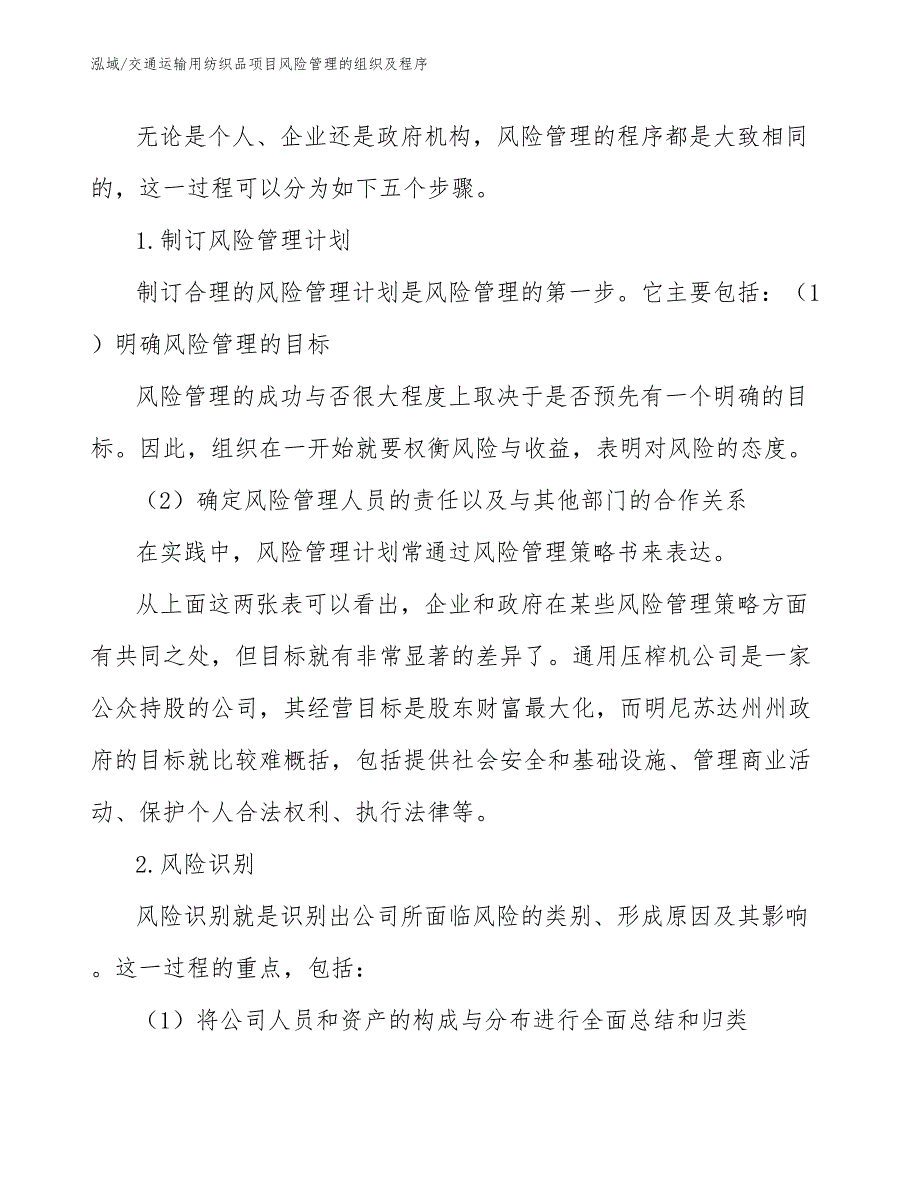 交通运输用纺织品项目风险管理的组织及程序（参考）_第4页