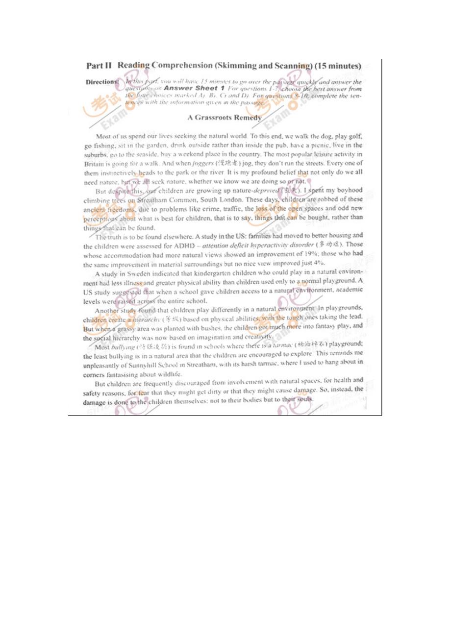 2010年12月大学英语四级试卷及完整版标准答案_第2页