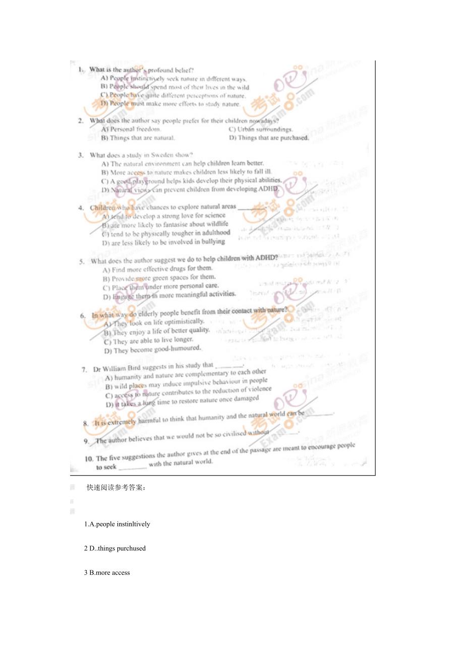 2010年12月大学英语四级试卷及完整版标准答案_第4页