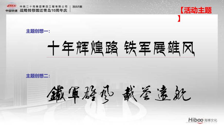 中铁集团“铁军雄风载誉远航”战略转移搬迁青岛10周年庆典活动策划方案_第3页