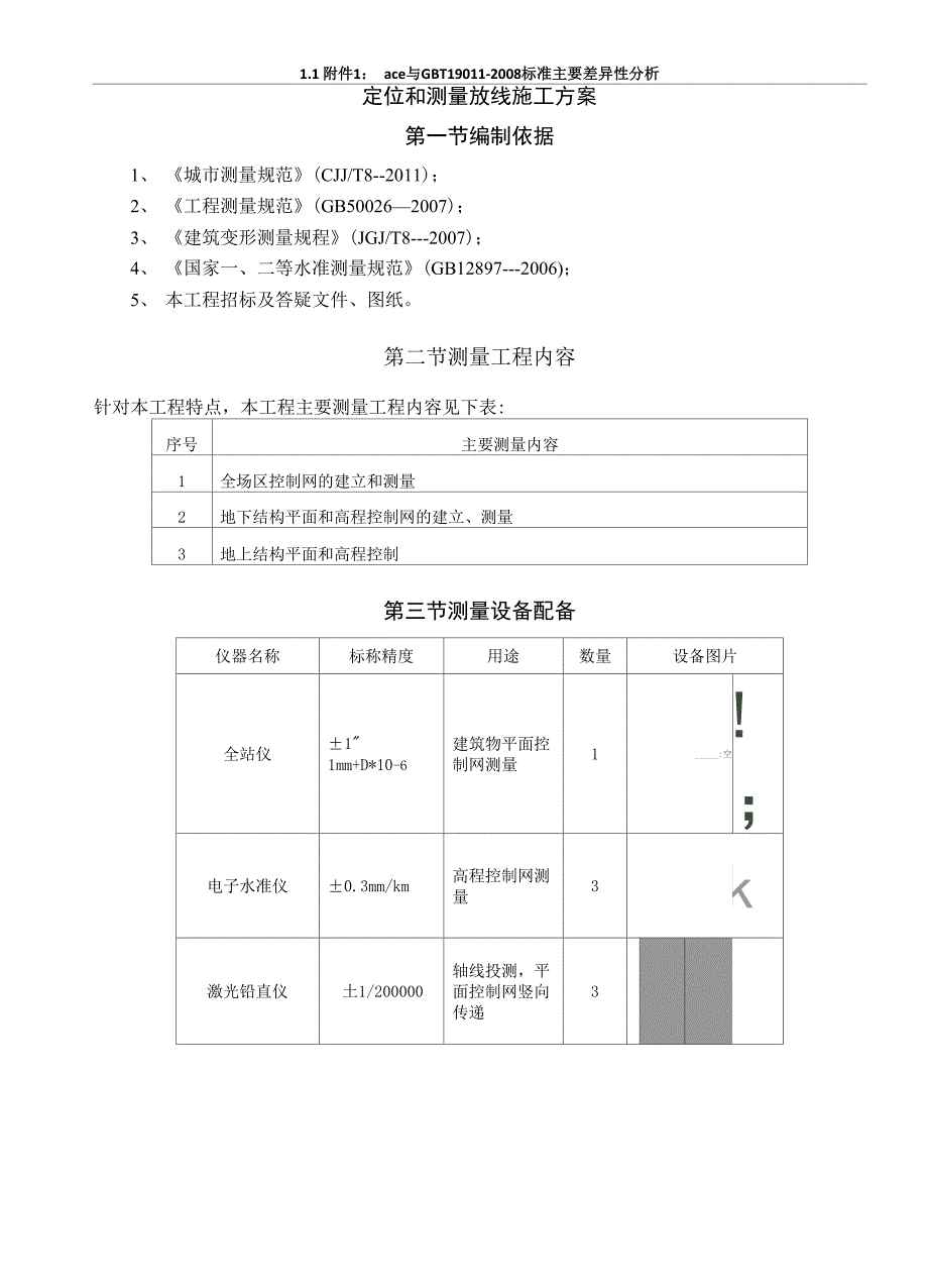 建筑工程定位和测量放线测量内容技术施工方案_第1页