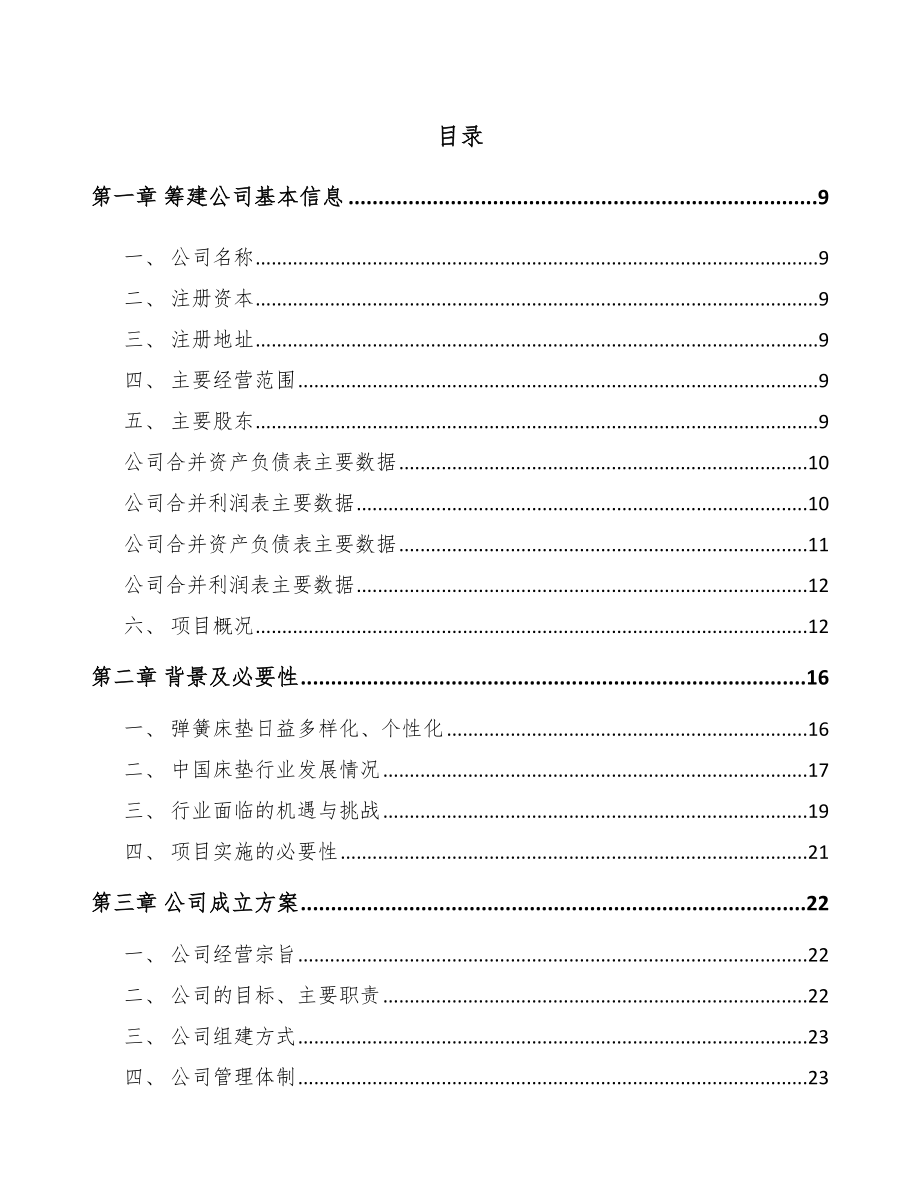 珠海关于成立床垫生产设备公司可行性研究报告_第4页