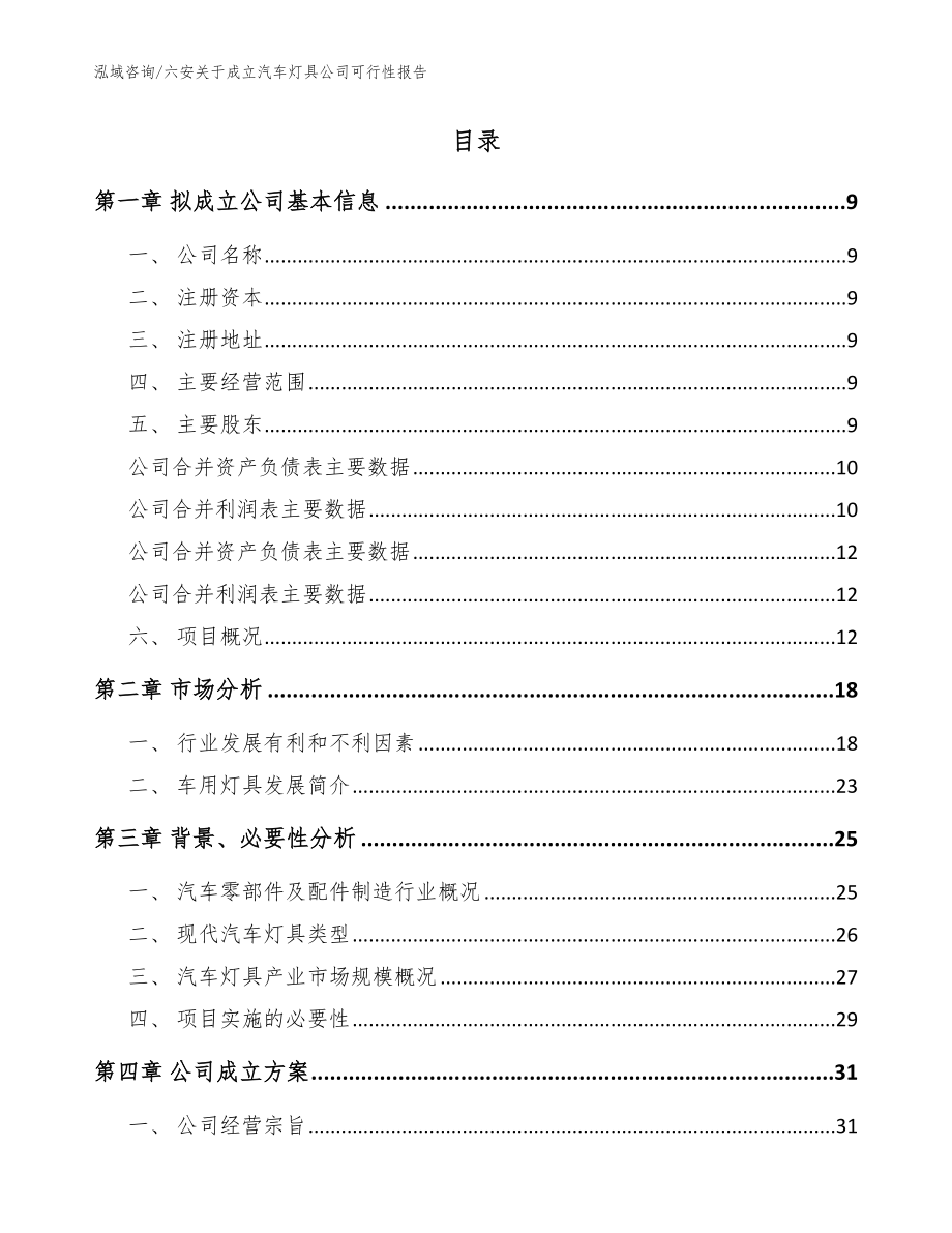 六安关于成立汽车灯具公司可行性报告（模板）_第2页