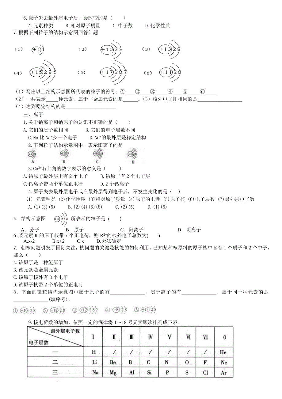 原子的结构练习题_第2页