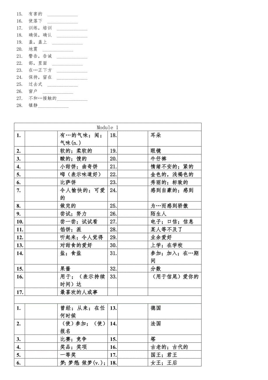 外研版英语(新版)八年级(上册)单词表(听写版)_第5页