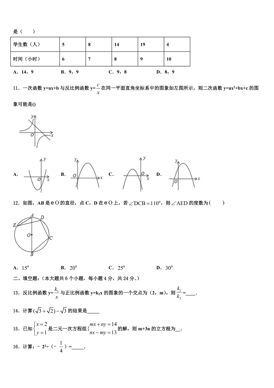 2023届湖南省醴陵市青云校中考数学模拟预测题含解析_第3页