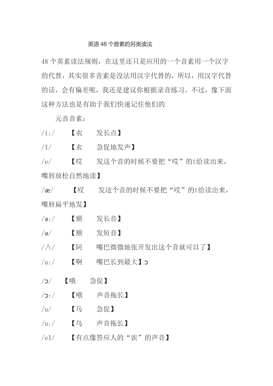 48个音素读法规则.docx_第1页