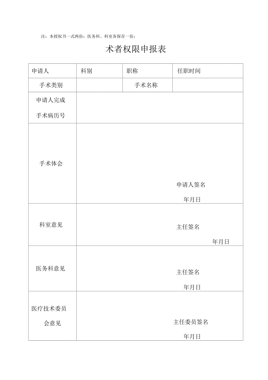 手术权限申请审批表及手术资质授权书_第4页