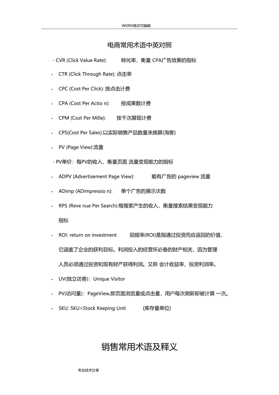 电商专用术语英文版_第1页