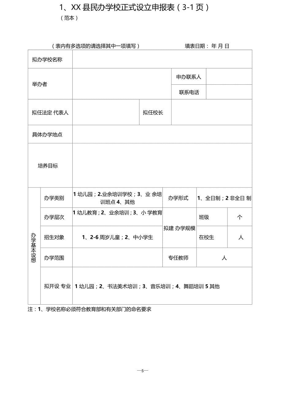 民办学校正式设立申办报告书_第5页