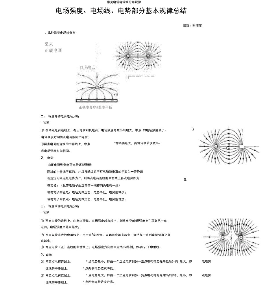常见的电场电场线分布规律_第1页