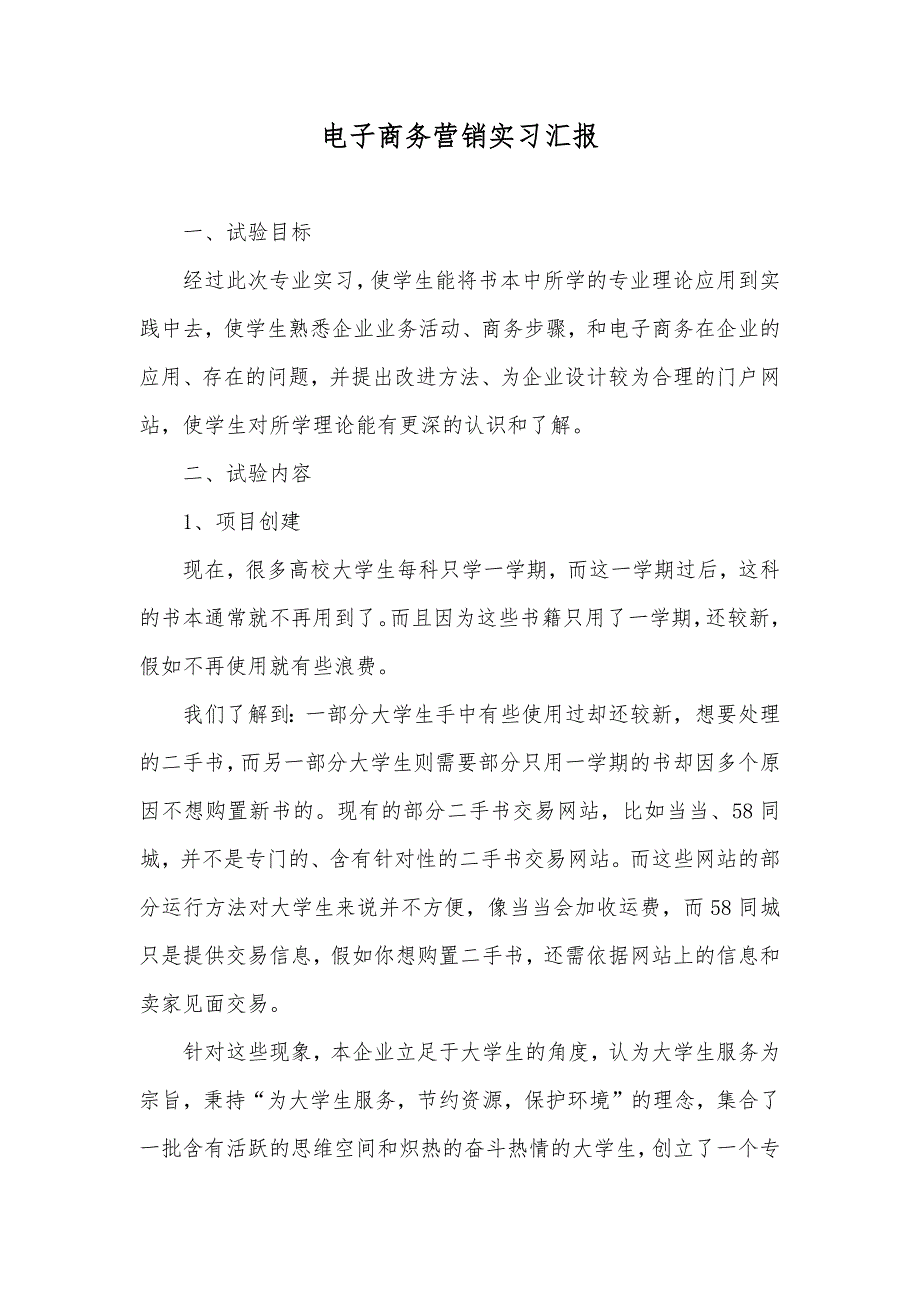 电子商务营销实习汇报_第1页