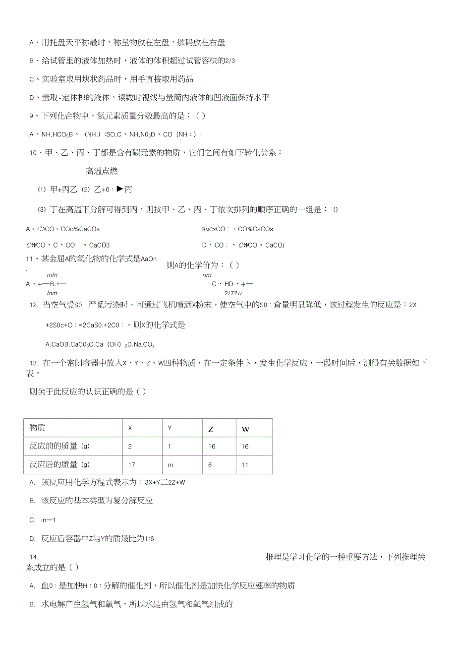 (完整word版)人教版九年级化学1-7单元测试题_第2页