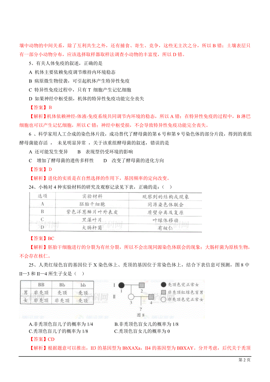 2012年广东省高考生物试题及解析.doc_第2页