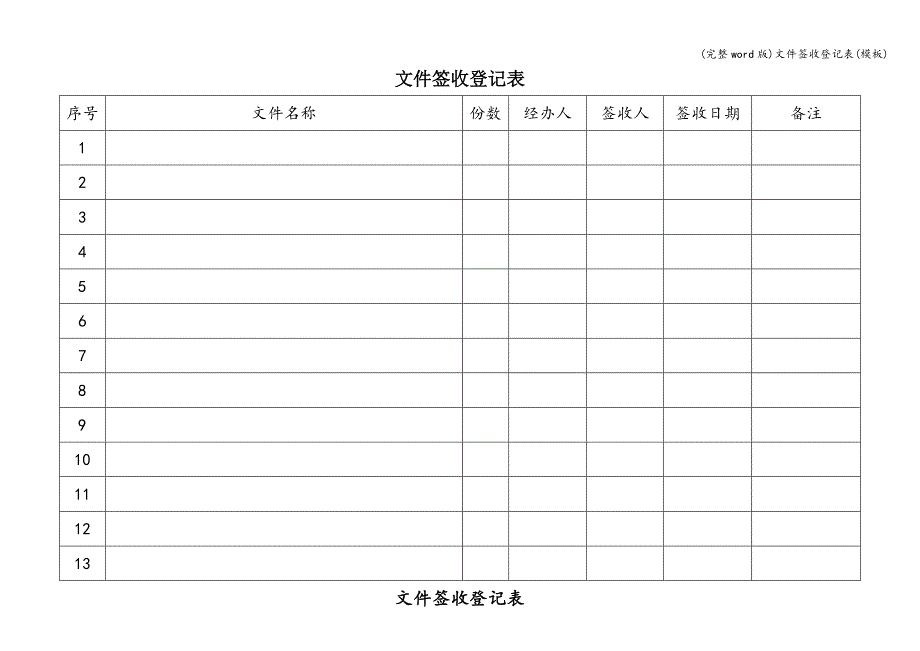 (完整word版)文件签收登记表(模板).doc_第1页