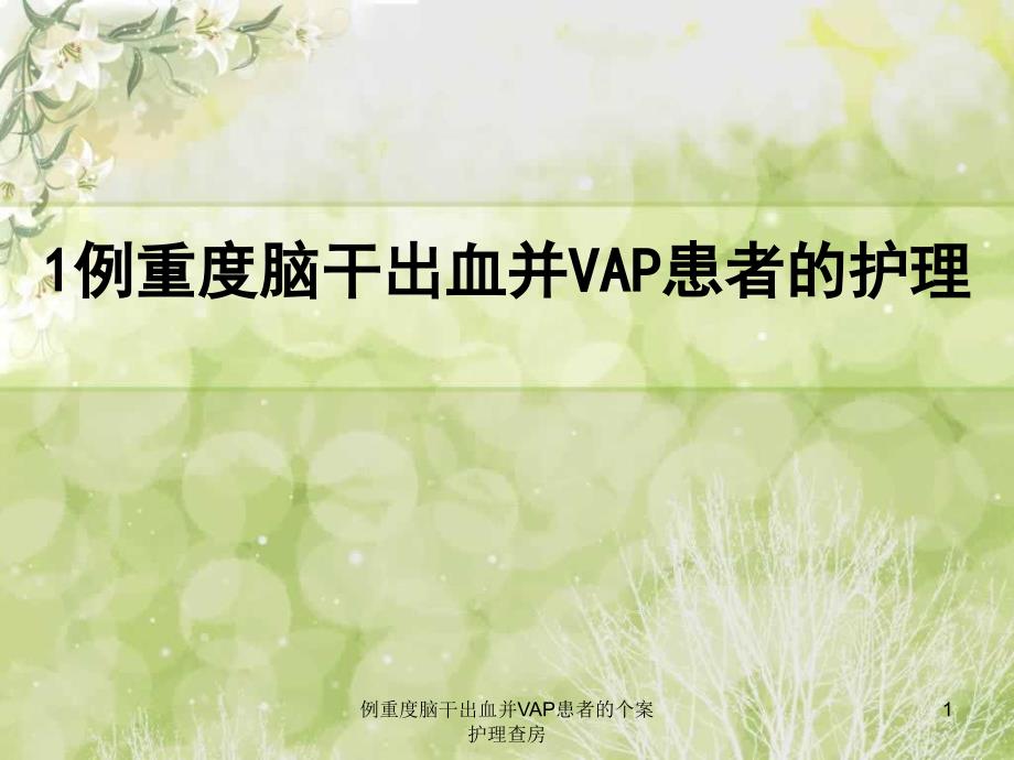 例重度脑干出血并VAP患者的个案护理查房课件_第1页