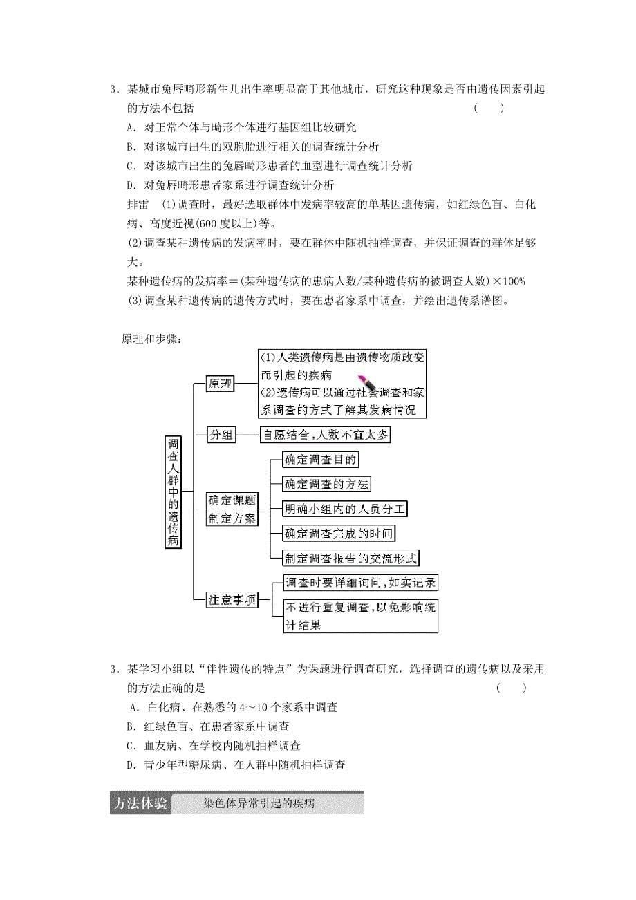 2022年高三生物一轮复习 第七单元 人类遗传病教案_第5页