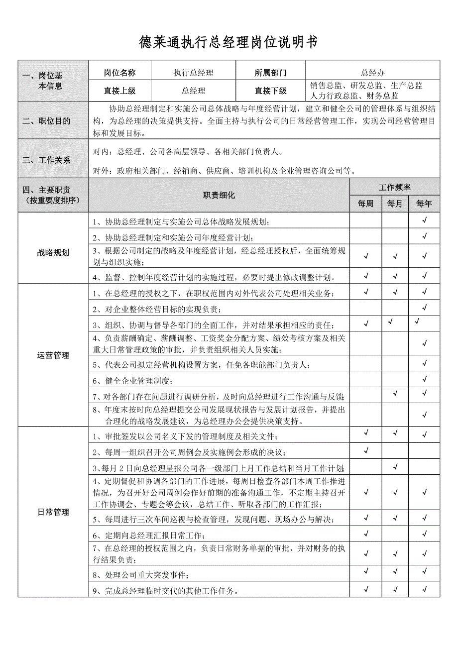 执行总经理职位说明书(定稿版)_第1页