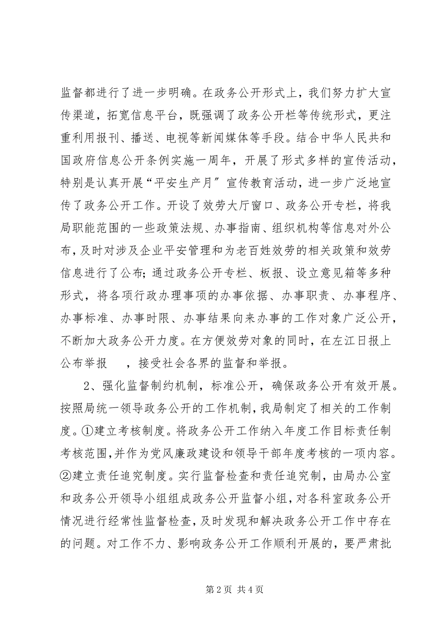 2023年安监局上半年政务公开工作总结新编.docx_第2页