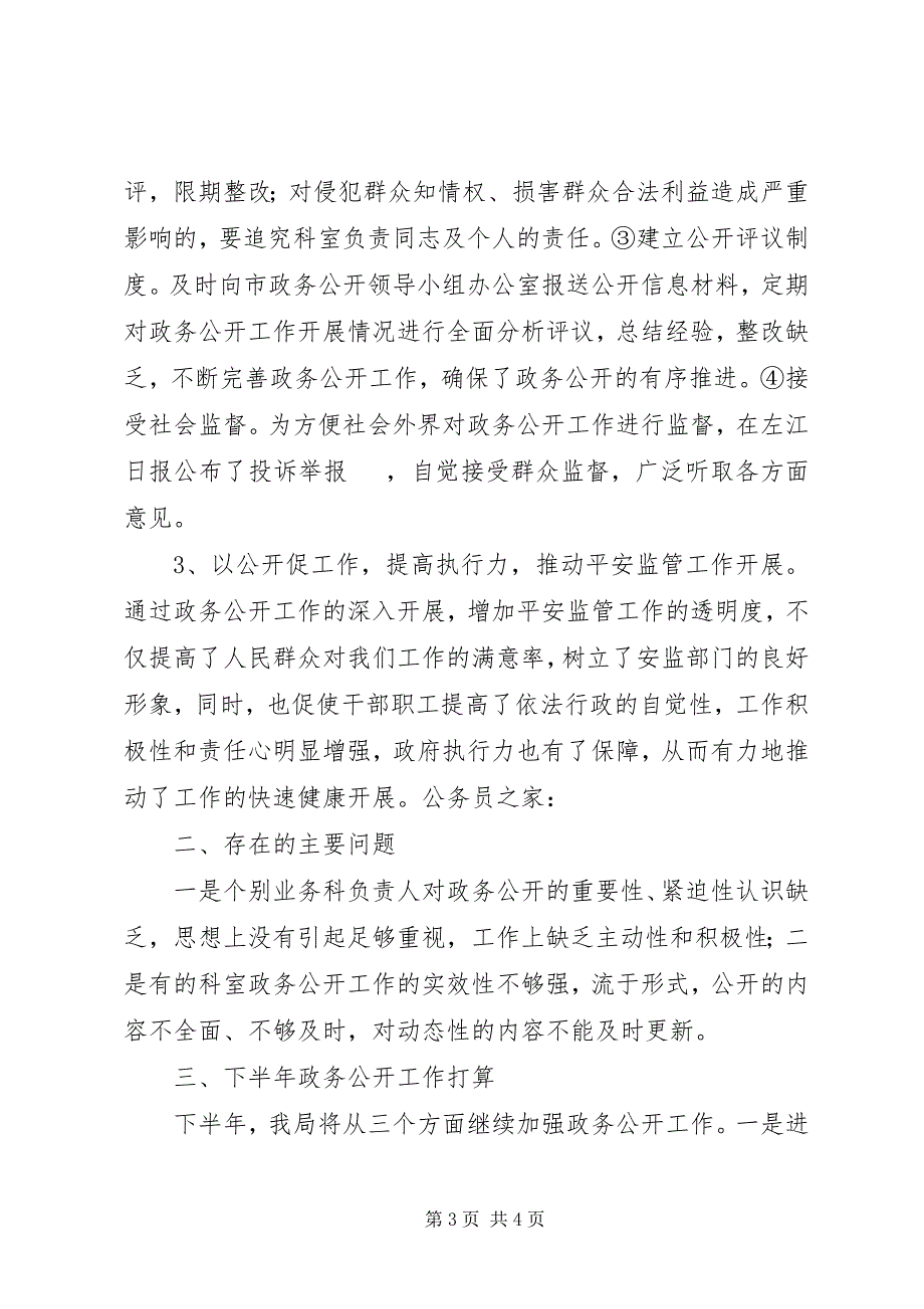 2023年安监局上半年政务公开工作总结新编.docx_第3页