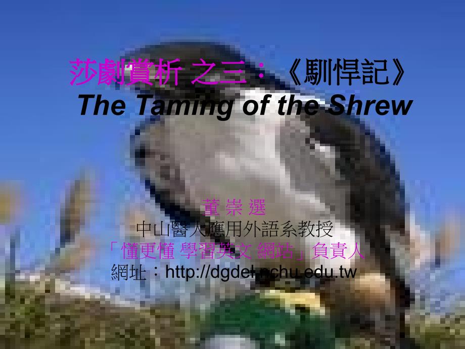 莎剧赏析之三驯悍记TheTamingoftheShrew_第1页