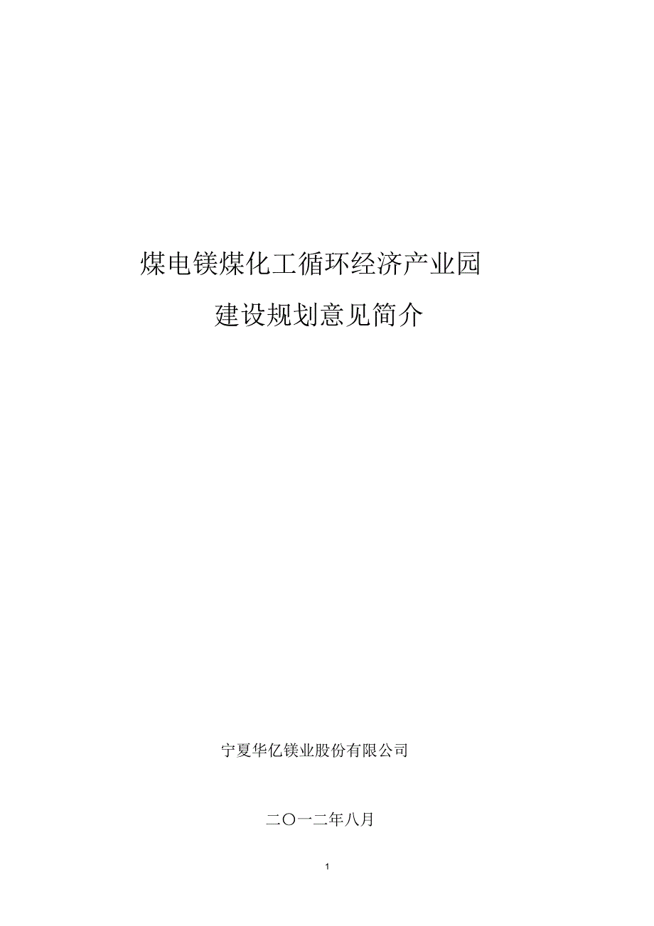 煤电镁煤化工循环经济产业园项目规划_第1页