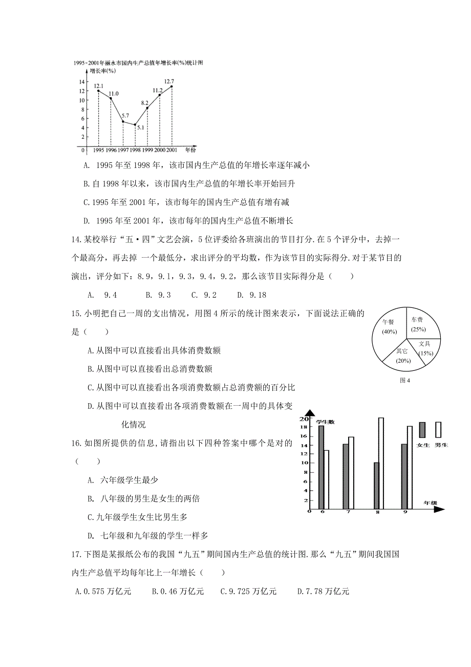 八年级数学上册 第15章《数据的收集与表示》单元综合测试4（新版）华东师大版_第3页