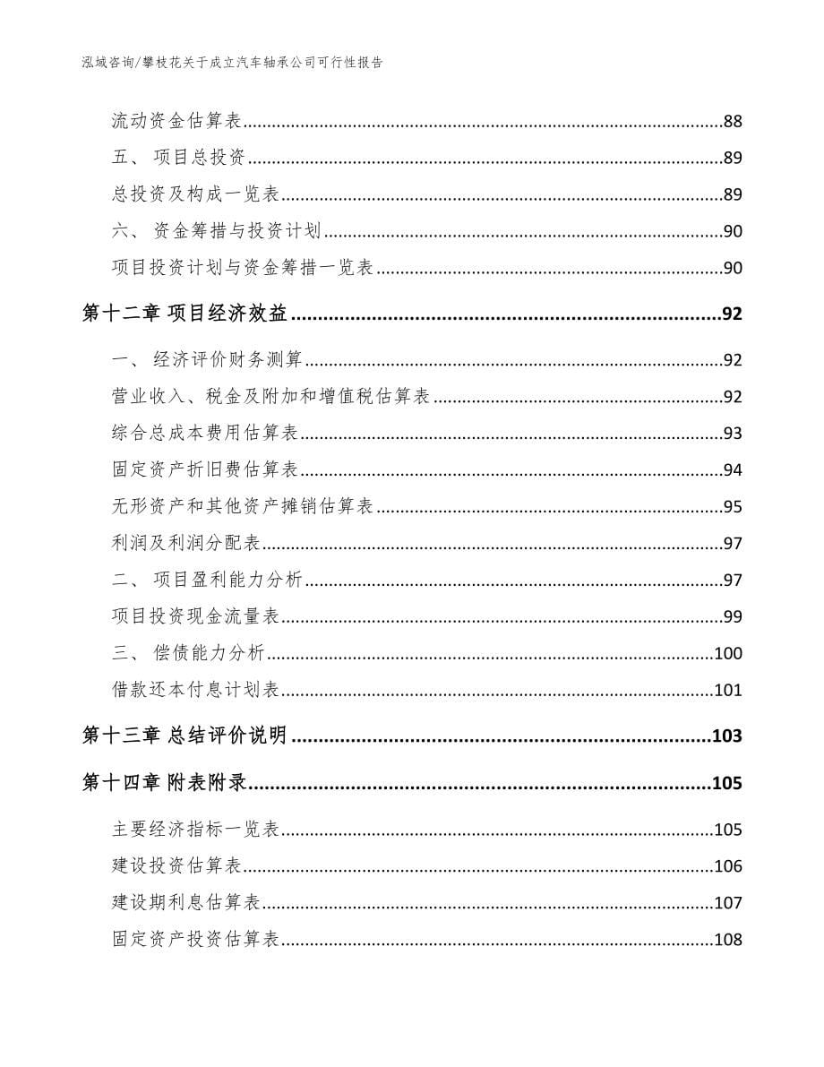 攀枝花关于成立汽车轴承公司可行性报告（参考范文）_第5页