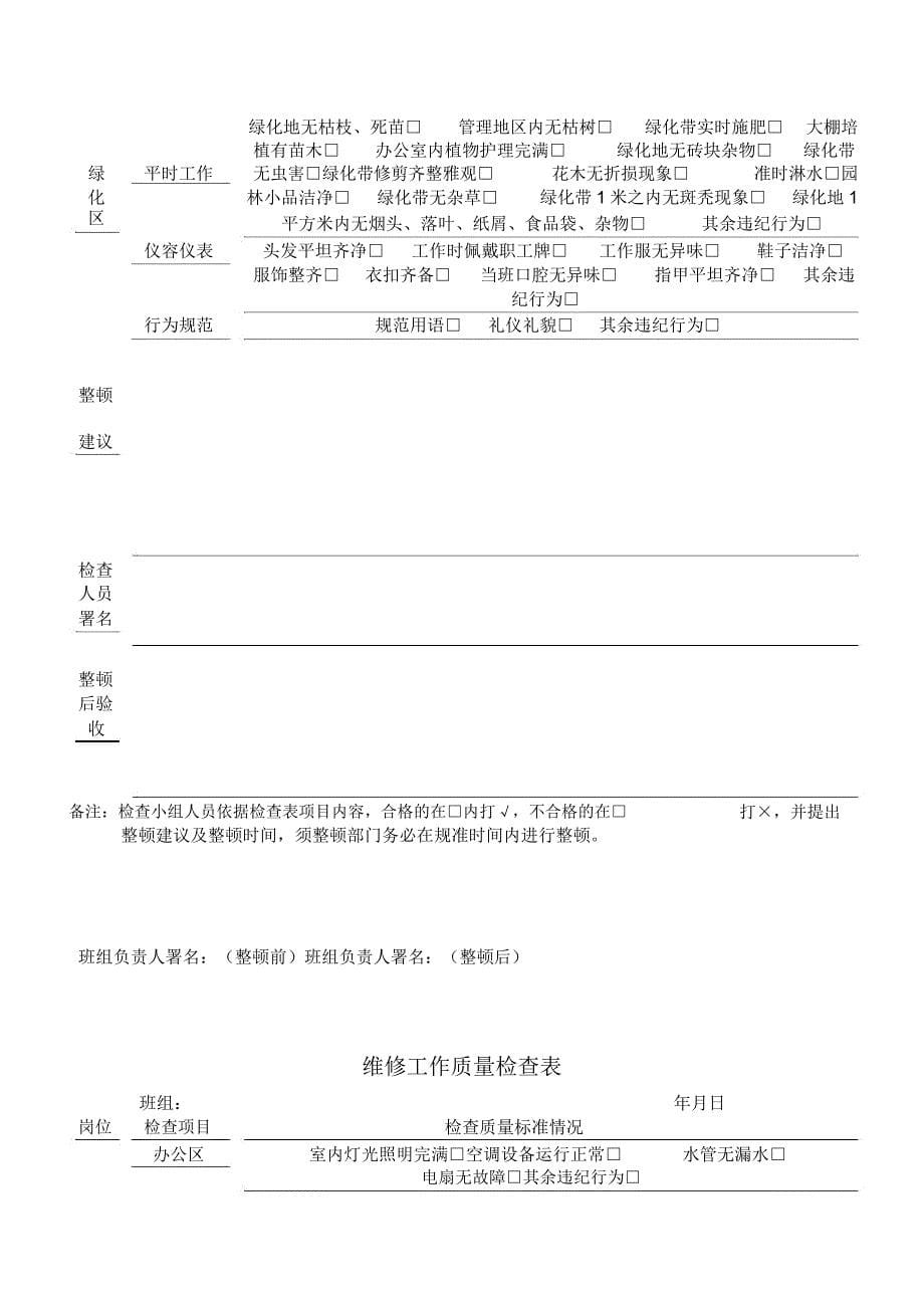 物业公司各部门检查表格.doc_第5页