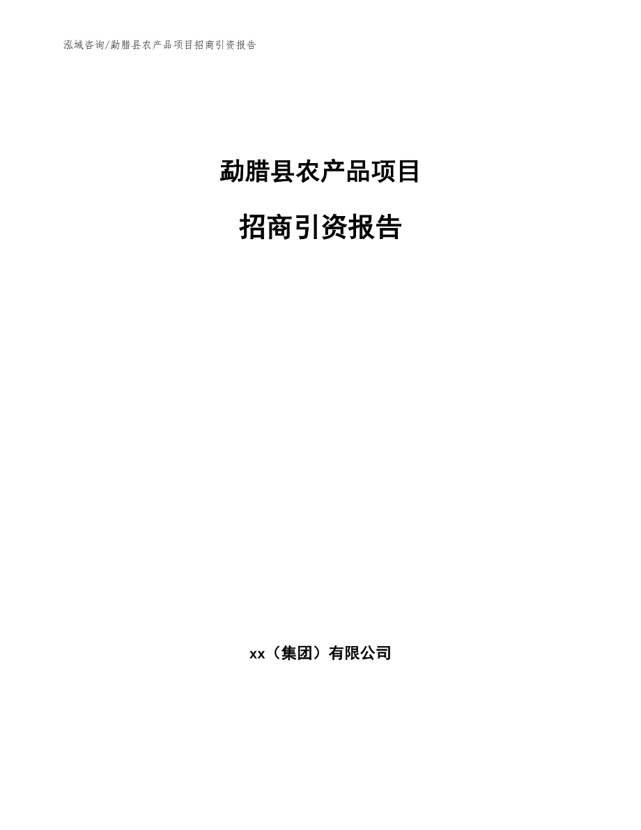 勐腊县农产品项目招商引资报告【模板参考】_第1页