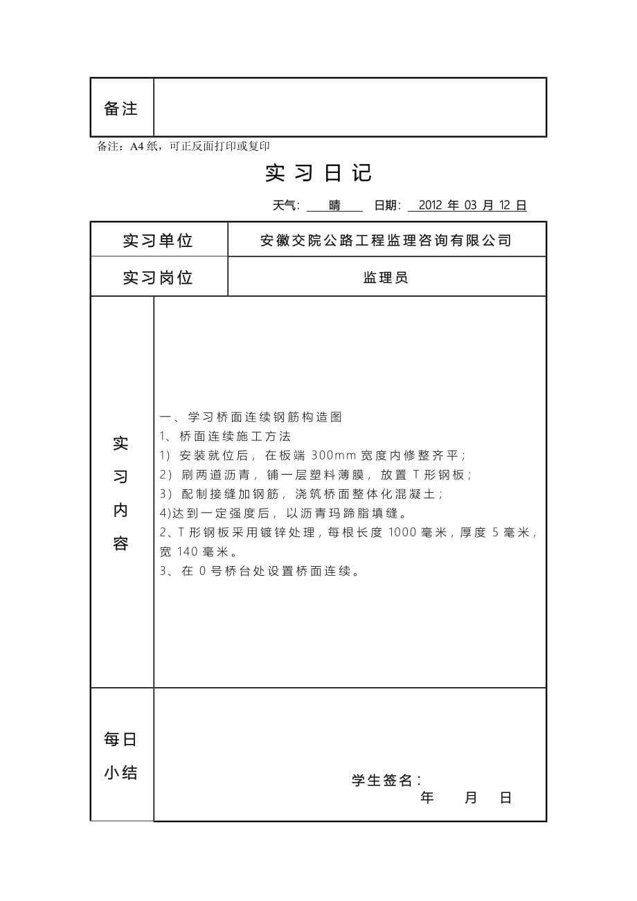 土木工程桥梁监理实习日记_第5页