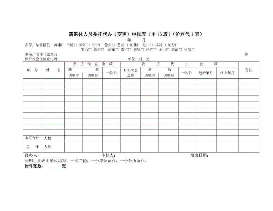 离退休人员委托代办申报表Word_第1页