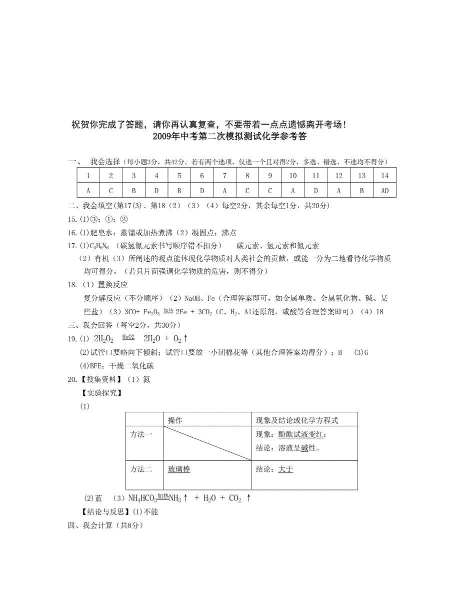 桂平市中考第二次模拟化学测试_第5页