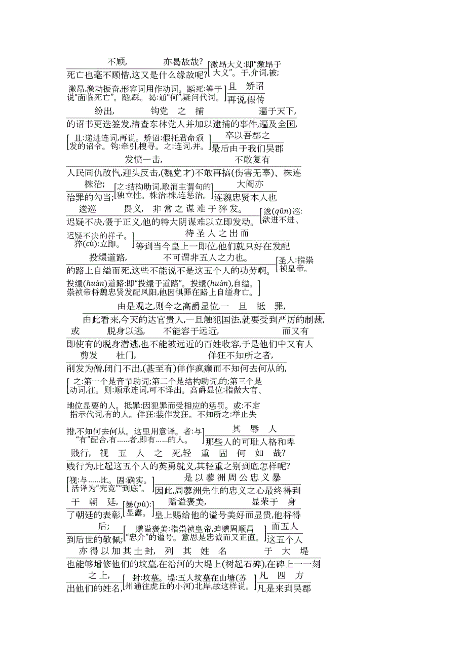 2018-2019学年高中语文第二专题号角为你长鸣五人墓碑记+古今对译+文白互通苏教版必修3_第4页