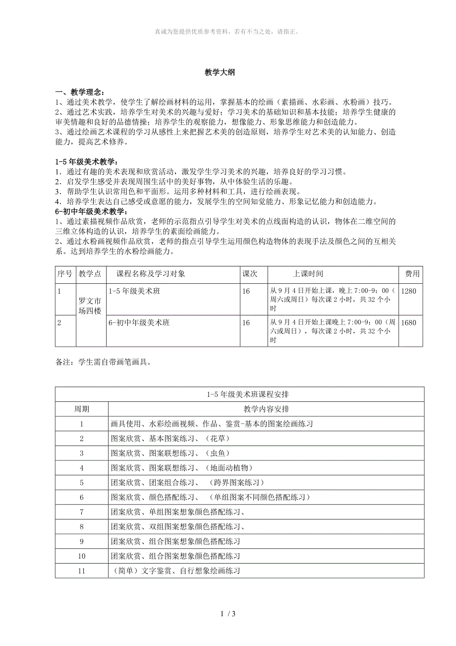 美术教学大纲_第1页