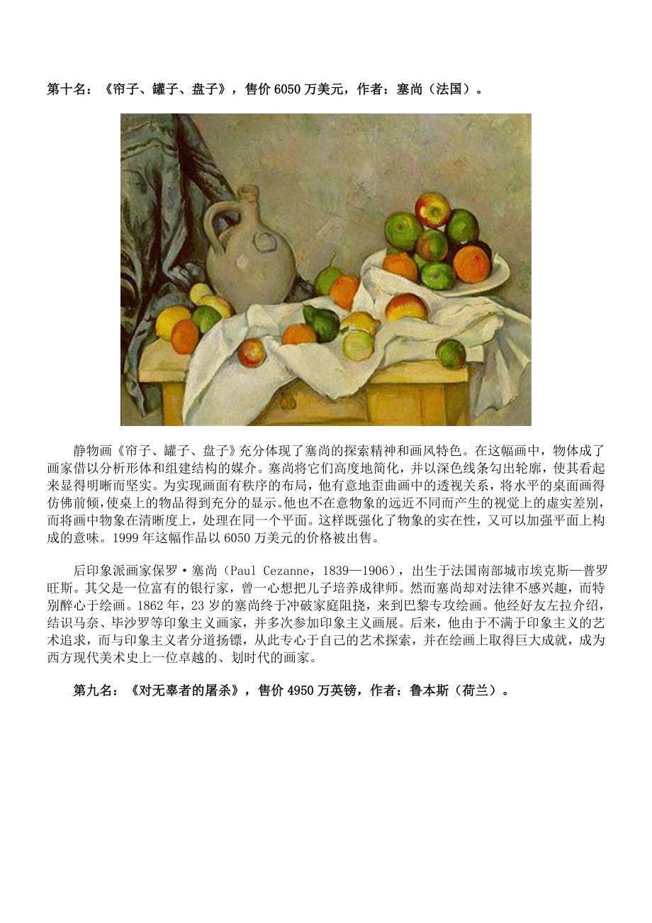 (精品)世界上最贵的十幅画_第1页