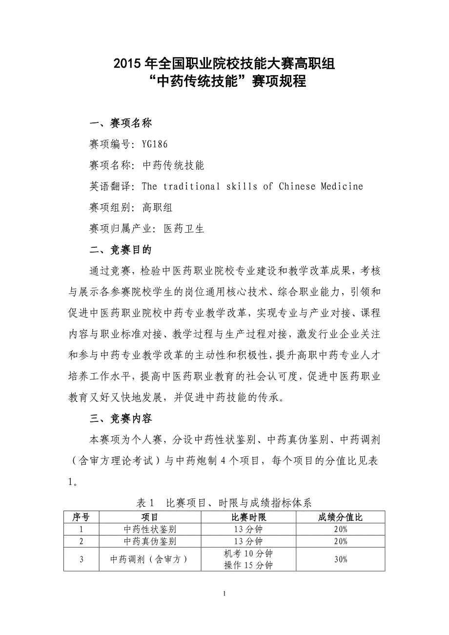 整理全国职业院校技能大赛高职组中药传统技能赛项规程_第1页