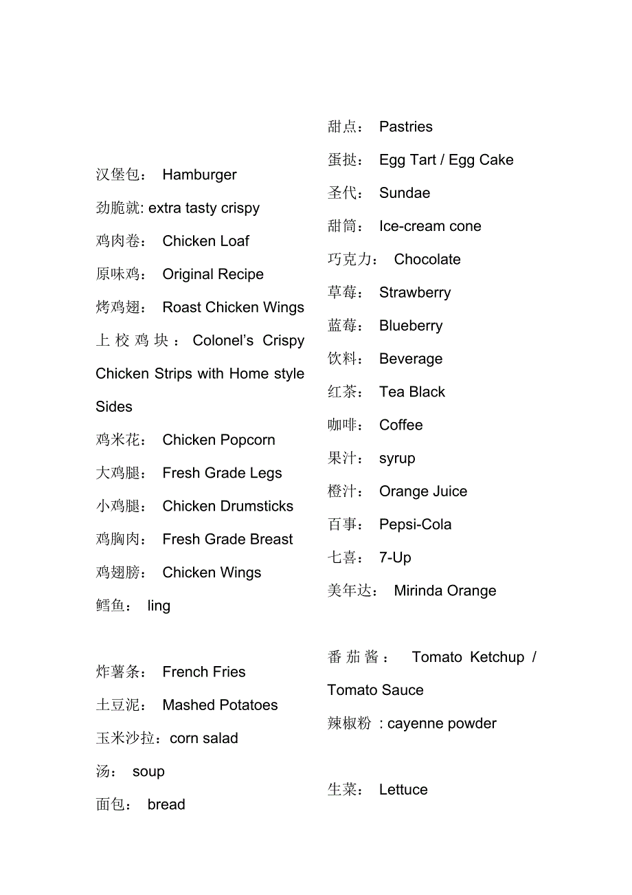 肯德基相关英语总汇-裴永磊_第3页