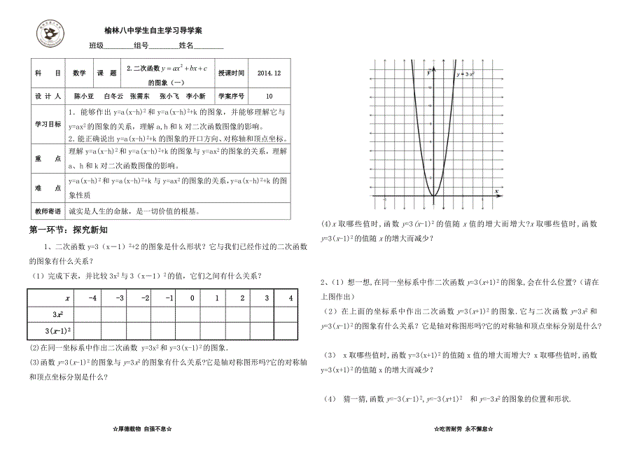 24二次函数y=ax2+bx+c的图象（一）陈小亚_第1页