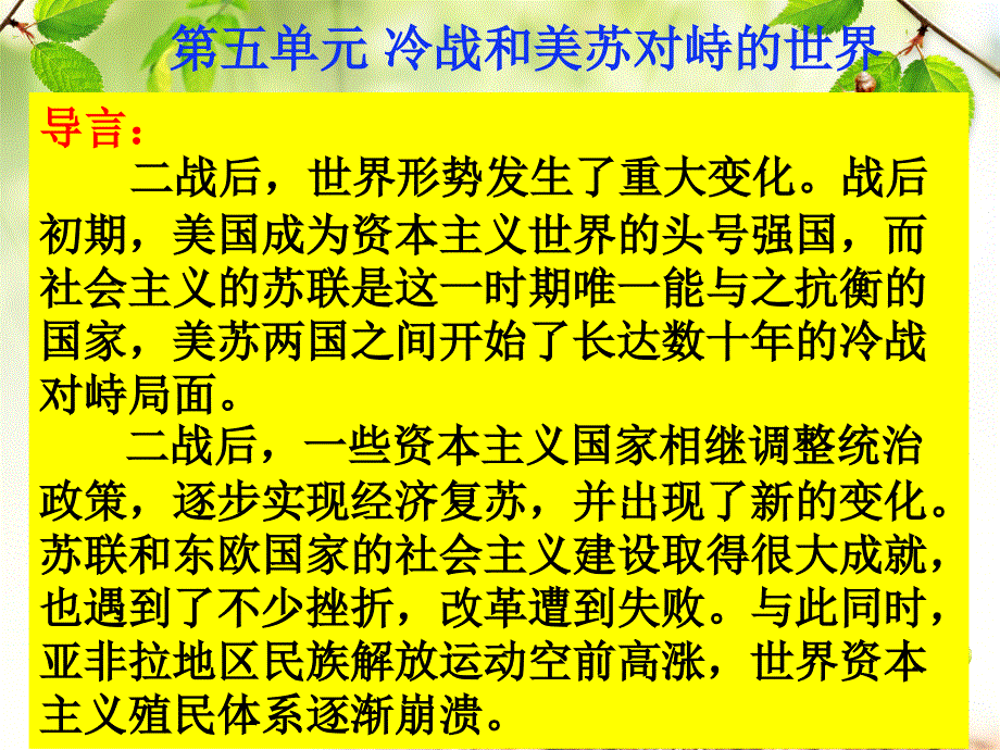 九年级历史冷战和美苏对峙的世界复习课件ppt_第1页