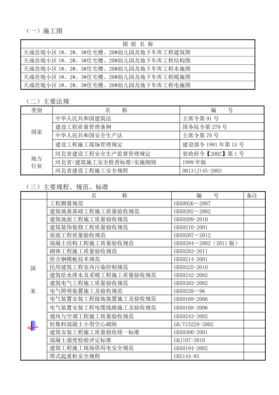 天成佳境小区一期工程施工组织设计_第2页